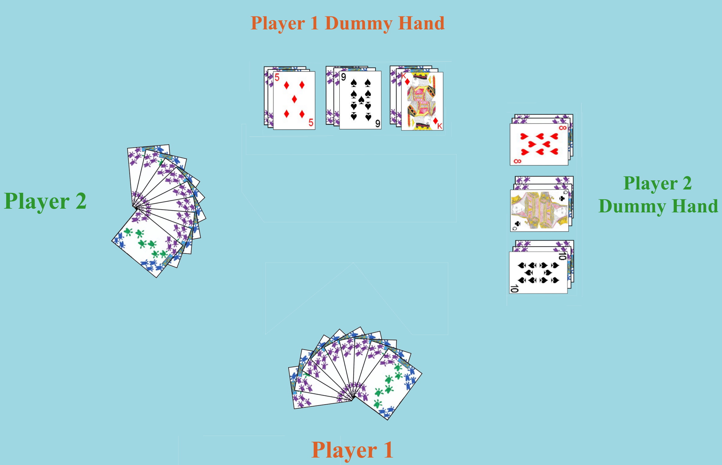 Sample deal in the two-player variant of 200 Sample deal in the two-player variant of 200