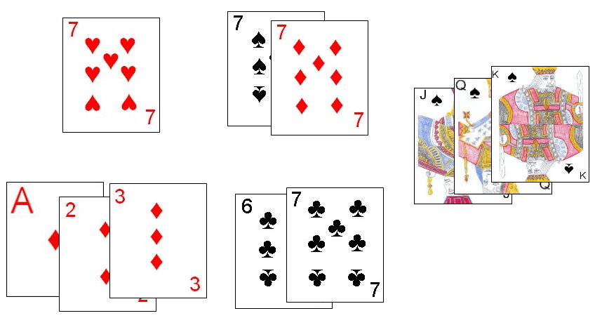 Example melds in Seven Bridge Example melds in Seven Bridge